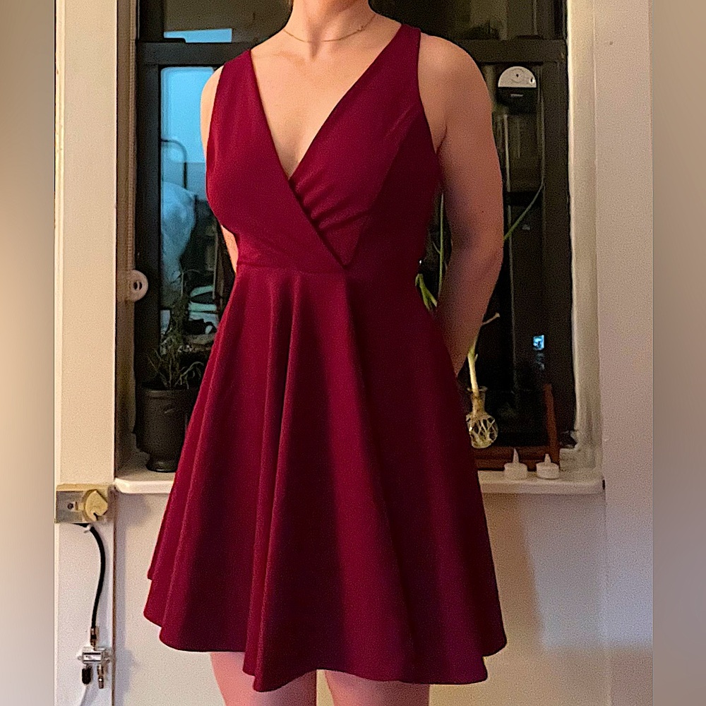 Red skater skirt dress